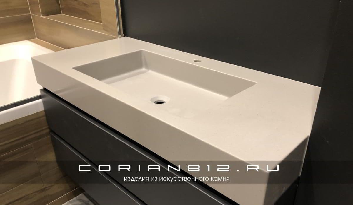 Прямоугольная раковина Solid Surface