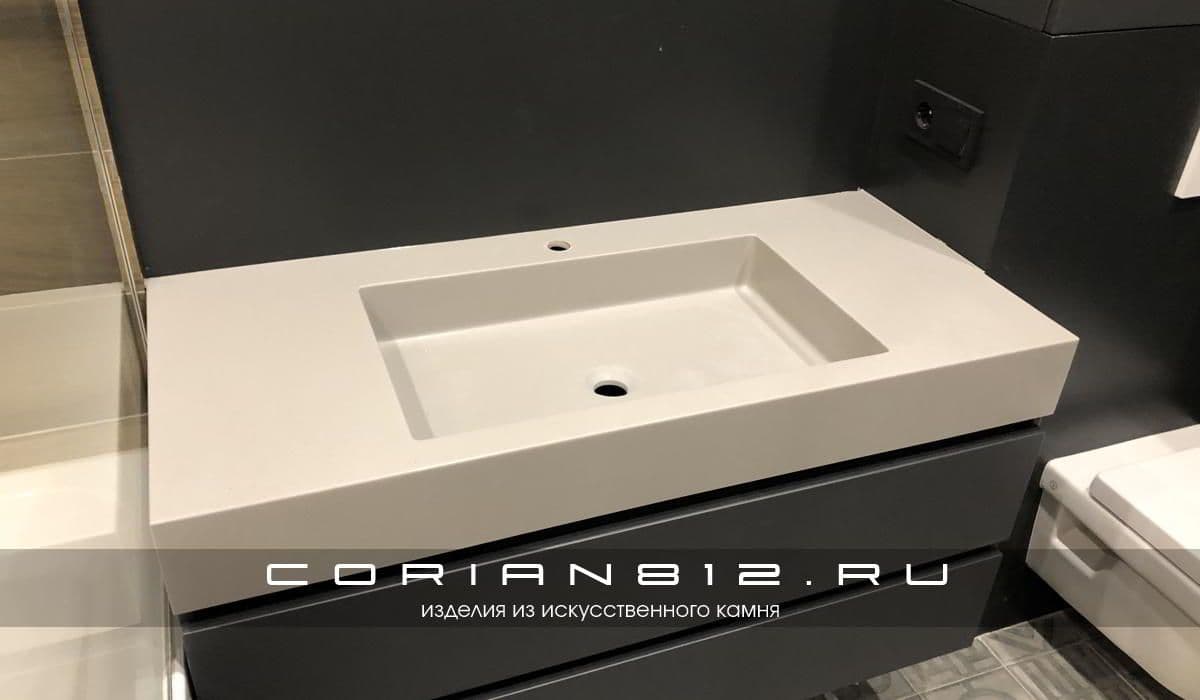 Прямоугольная раковина из материала Solid Surface
