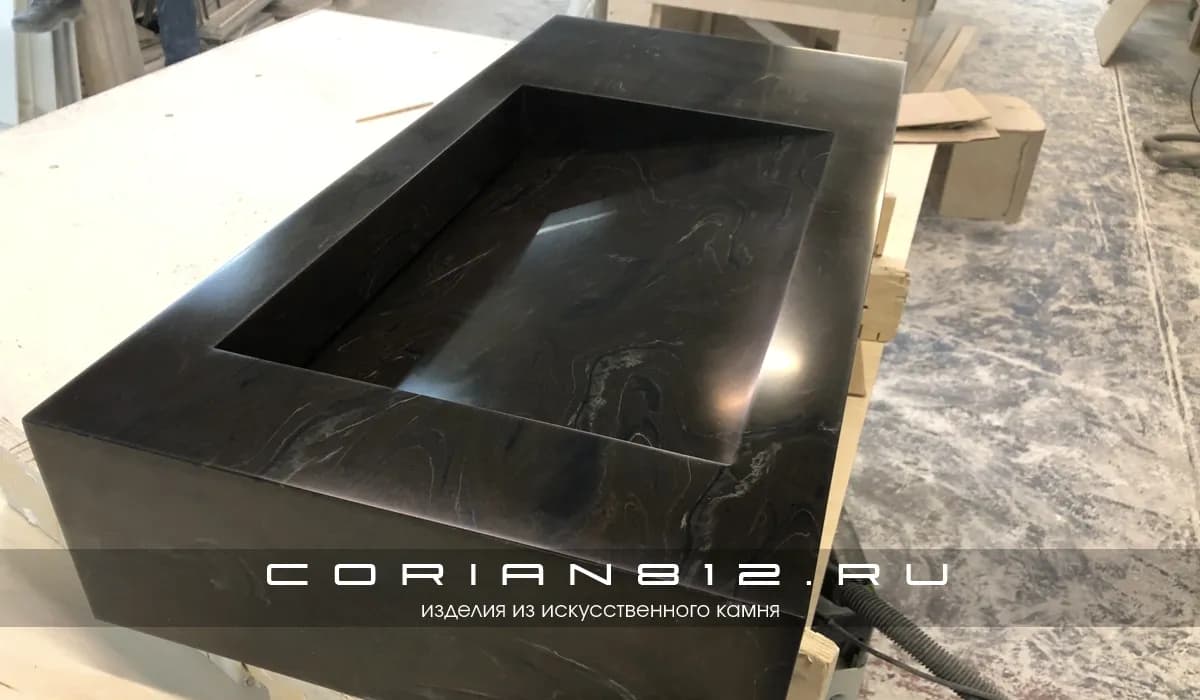 Раковина со щелевым сливом под мрамор Crystalplant