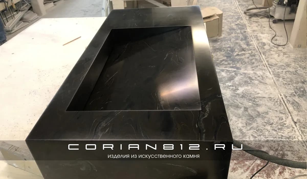 Раковина со щелевым сливом под мрамор Crystalplant на заказ