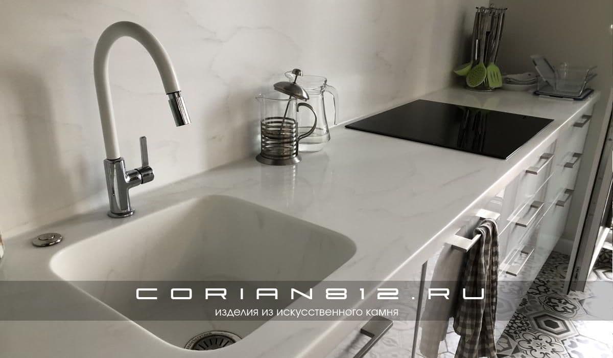 Столешница из искусственного камня под мрамор Carrara