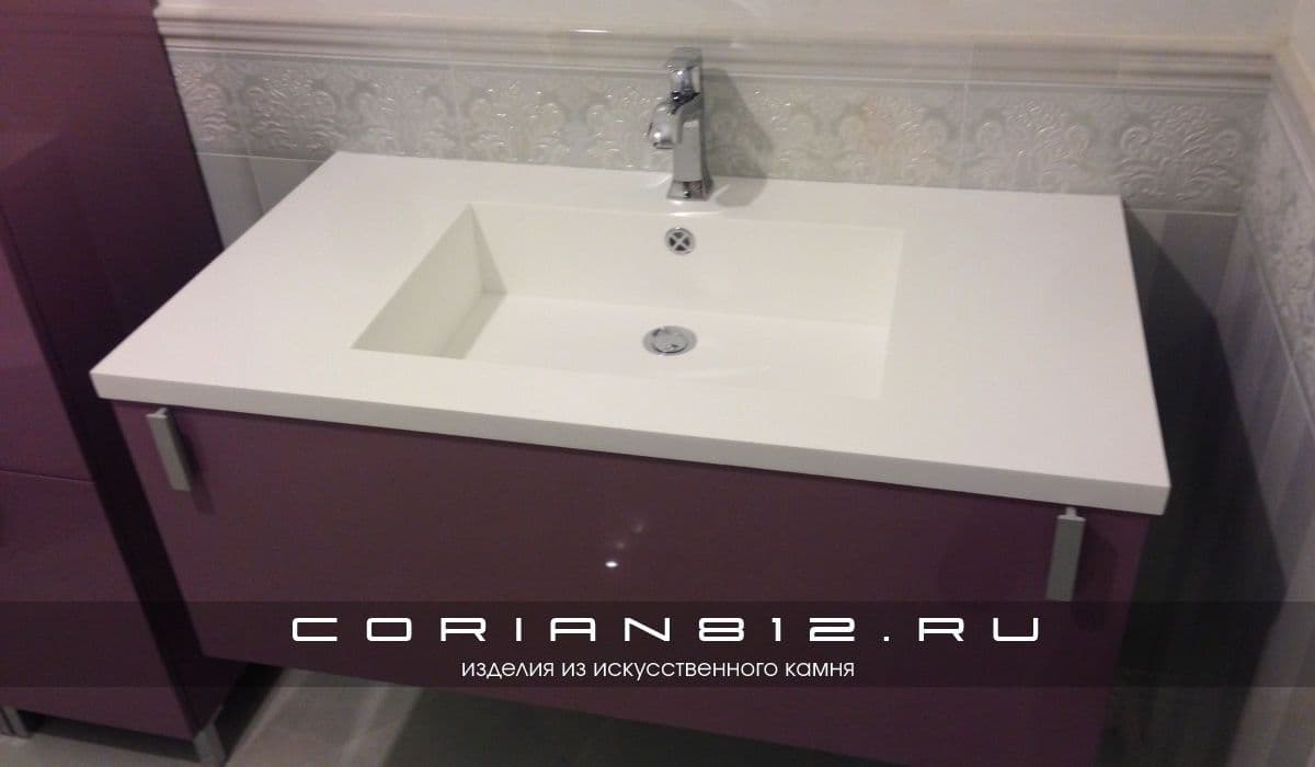 Столешница с мойкой для ванной комнаты