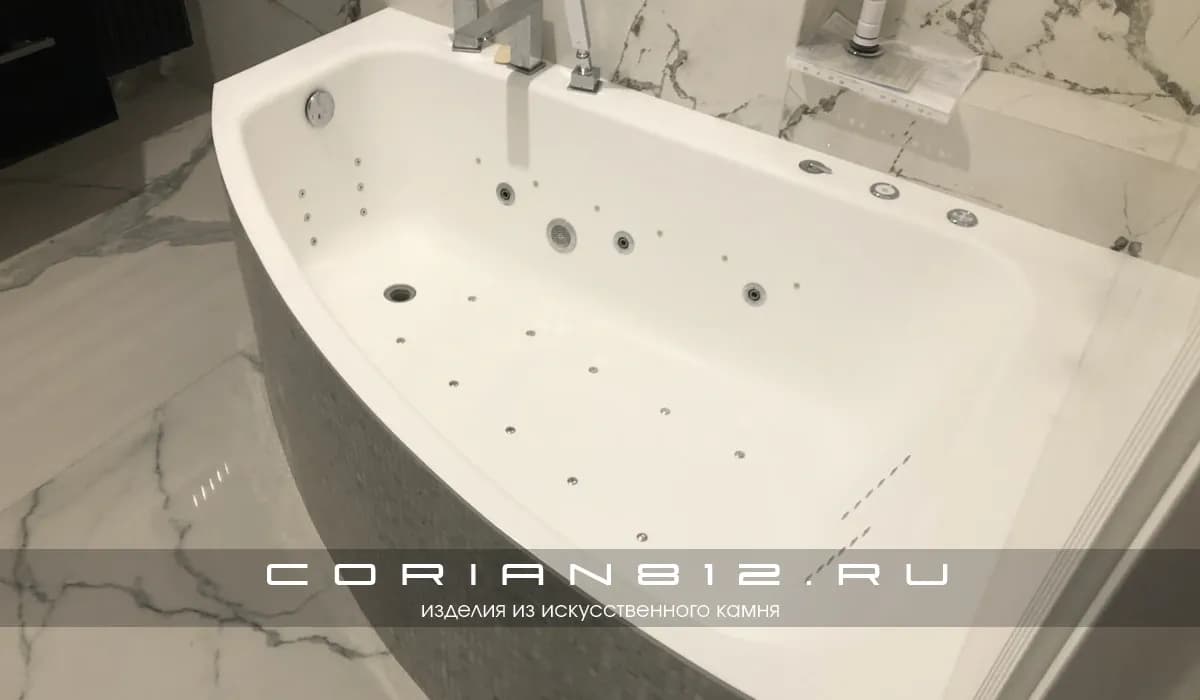 Угловая ванна corian с гидромассажем