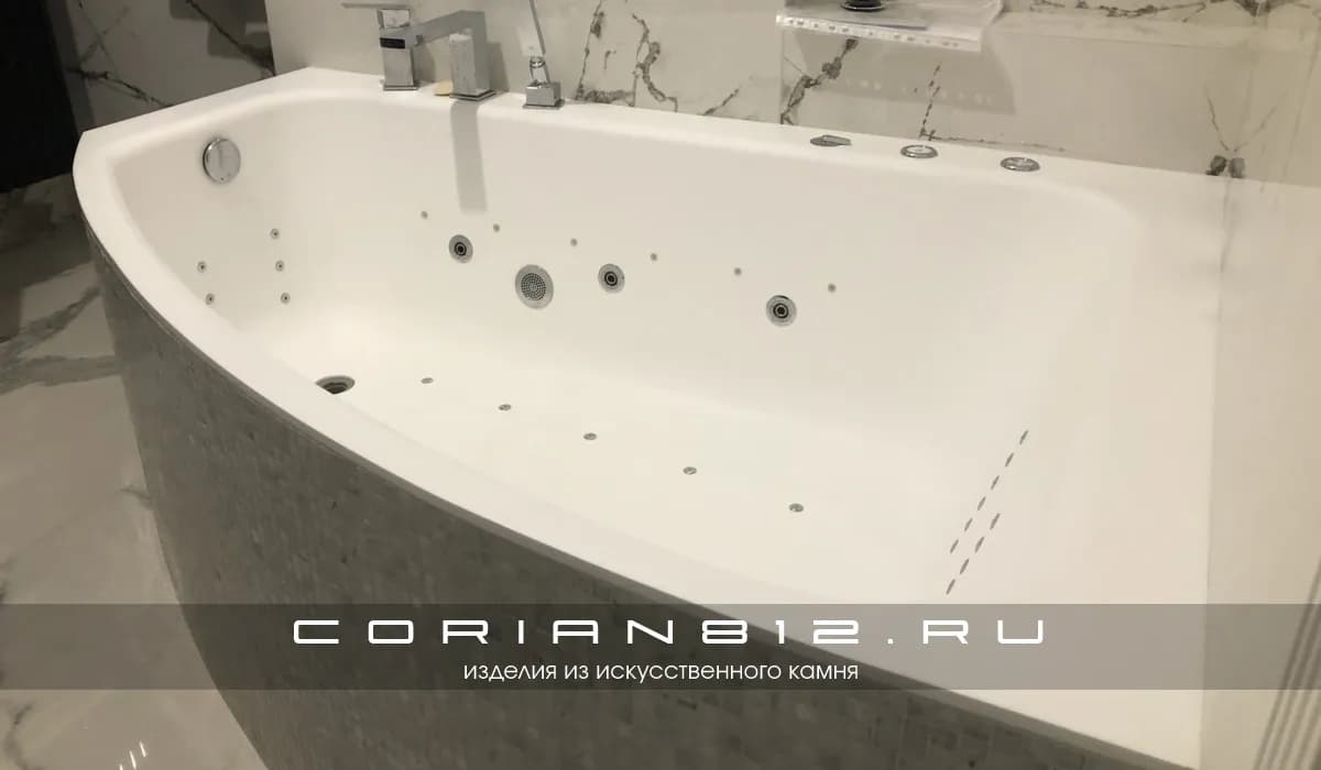 Угловая ванна corian с гидромассажем купить